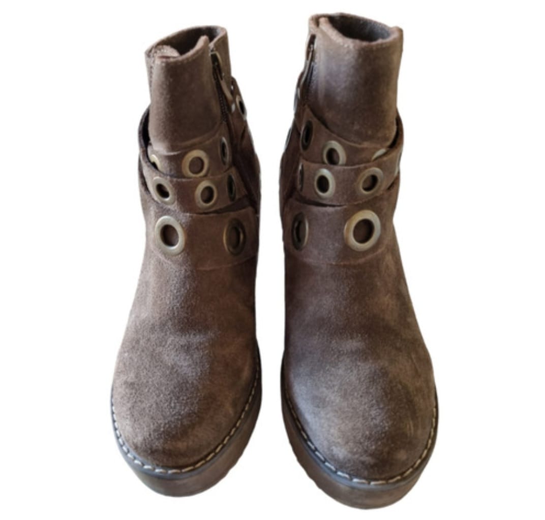 Zapatos Botin Mujer C Moran Cuero Natural Color Chocolate